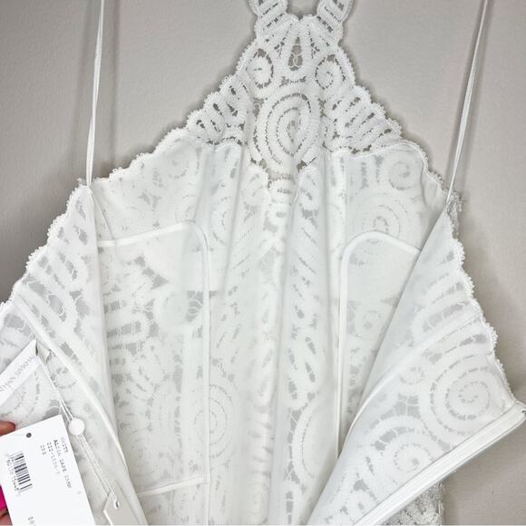 Jonathan Simkhai White Alisa Lace Fringe Halter Bridal Midi Dress Size 6 - Picture 10 of 14